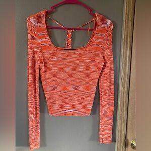 Blue Blush Orange Patterned Crop Top